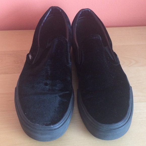 black velvet vans slip ons